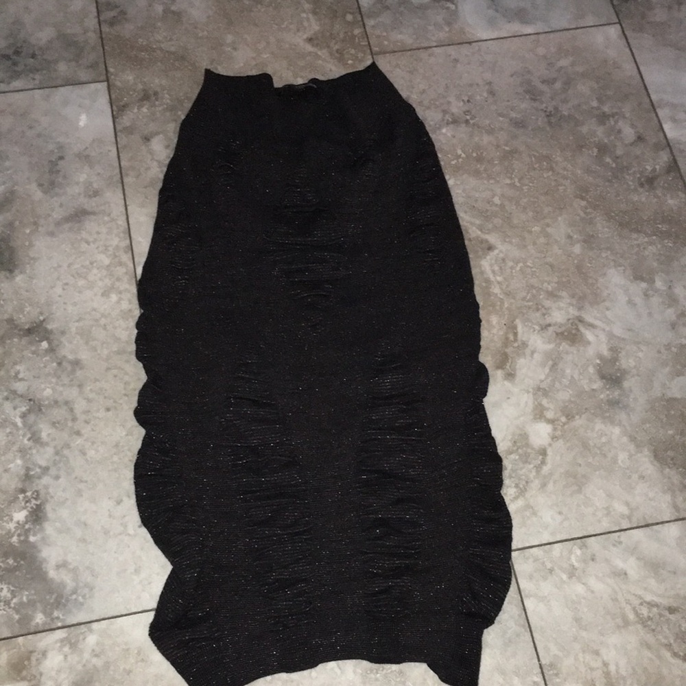 ALL SAINTS SPITALFIELDS EUC KNIT ASYMMETRIC HEM RUCHED PENCIL SKIRT SIZE 6